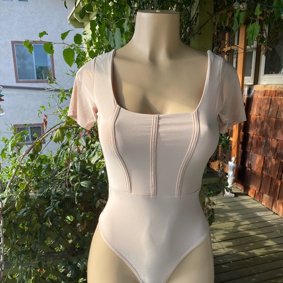PrettyLittleThing | Tops | Pretty Little Thing Cream Corset Bodysuit | Poshmark